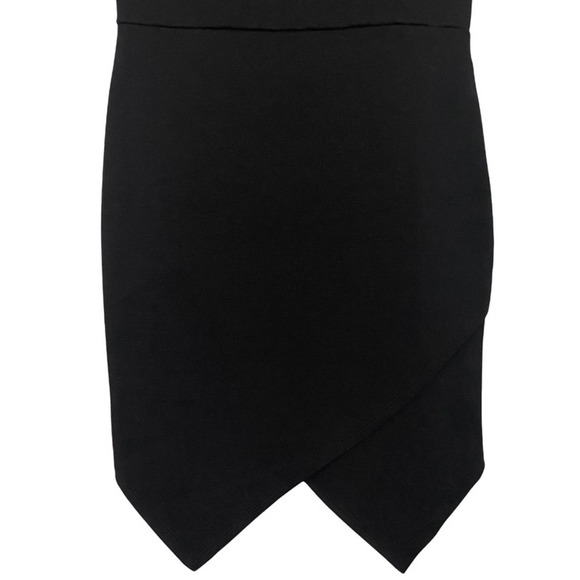 WINDSOR | Black Spaghetti Strap Asymmetrical Hem Mini Slim Bodycon Dress - Picture 4 of 14